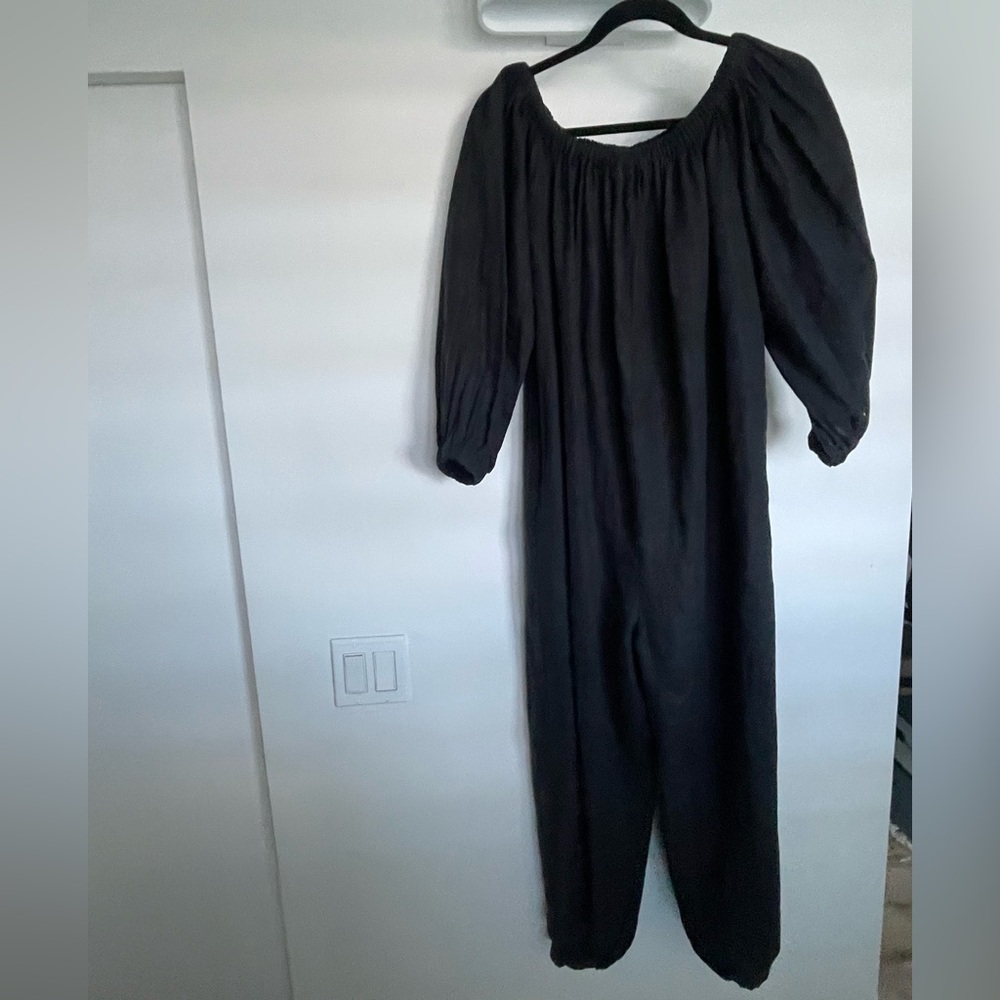 Myrah Penaloza black linen jumpsuit